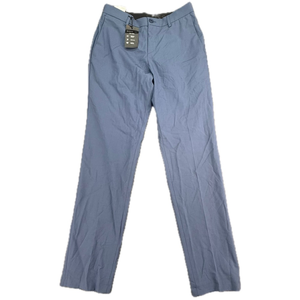 BOSS Slim Fit Trousers Mens 28R Blue Tech Wool Performance Stretch‎ Pants